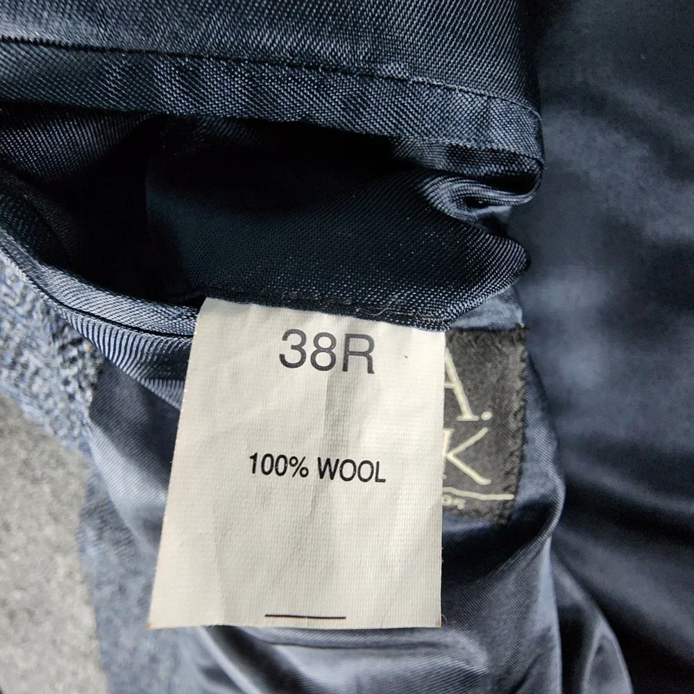 Harris Tweed Jos A Bank‎ Men's 38R Blue  Herringbone Tweed Blazer Sport Coat